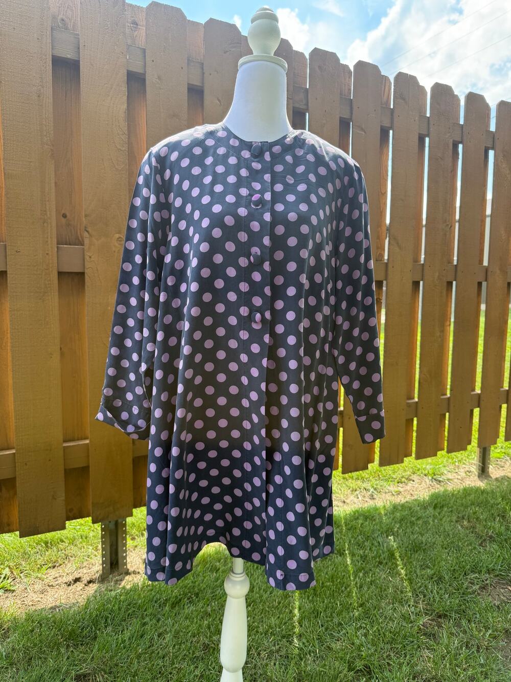 Doncaster Vintage 100% Silk Polka Dot Tunic Size Medium